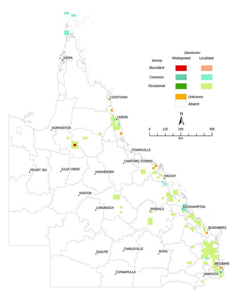 Figure 2 — Distribution of Rusa deer (Cervus timorensis), 2018