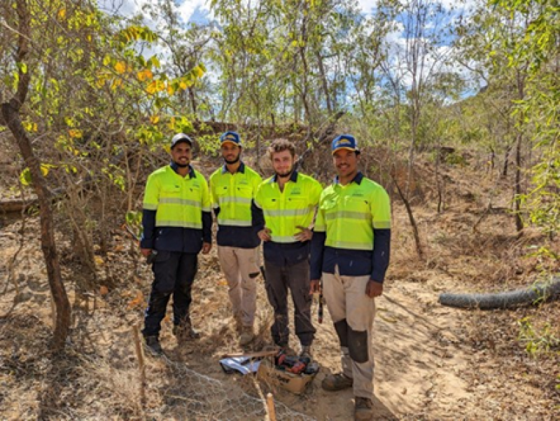 First Nations project participants in the NQ Dry Tropics-led project (Left - Right) Kai Martin-Savage, Ethan Upkitt, Cade Wells, Tyrese Nellimane near Charters Towers.