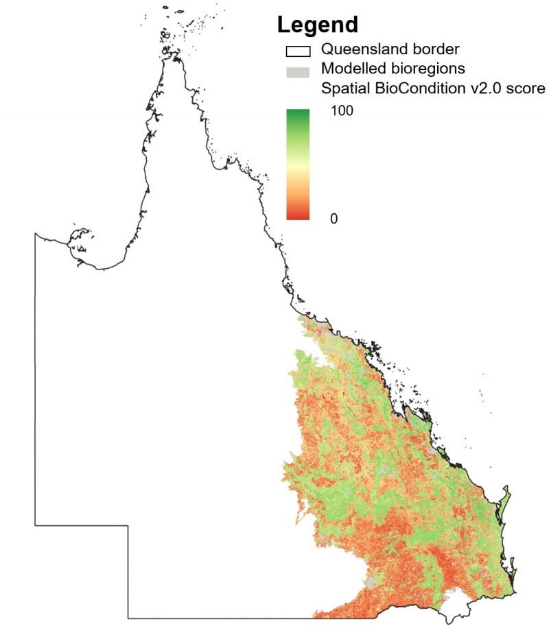 Spatial BioCondition for Brigalow Belt, Central Queensland Coast and Southeast Queensland - version 2.0 for 2021