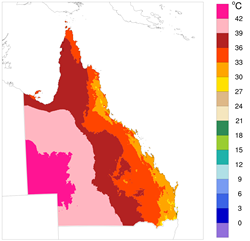 Highest maximum monthly air temperature, 2012-2015